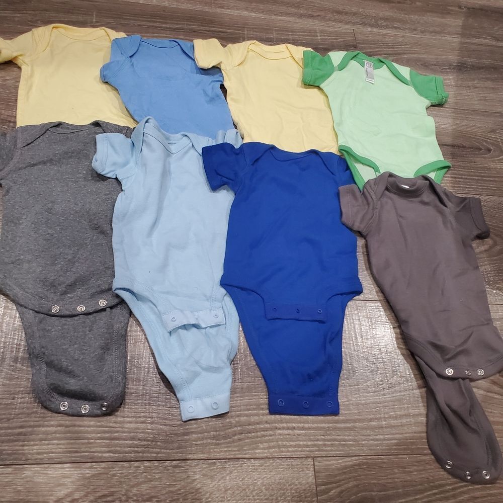 NEW Newborn One Pieces Size Newborn Baby Assorted Color One Pieces Set 8 Pieces